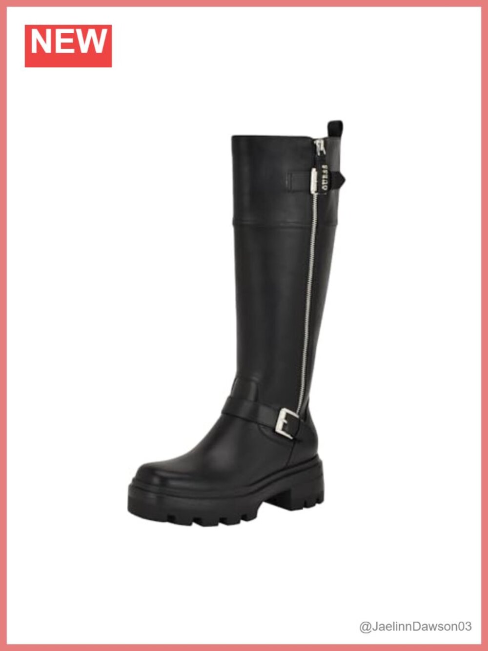 Faux Leather Knee-High Riding Boots with Buckle Detail